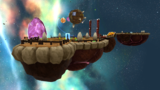 A screenshot of Boulder Bowl Galaxy during the "Rock and Rollodillo" mission from Super Mario Galaxy 2.