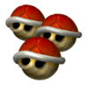 A Sticker of Triple Red Shells in Super Smash Bros. Brawl.