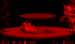 Screenshot of Demon Head performing his fire attack, from Virtual Boy Wario Land.