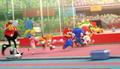 Mario, Luigi, Peach, Bowser, Sonic, Tails, Knuckles, and Dr. Eggman competing in the event in the opening.