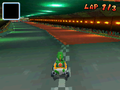 Yoshi, racing in Time Trials in Mario Kart DS