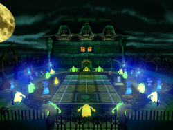 The Luigi's Mansion Court from Mario Power Tennis
