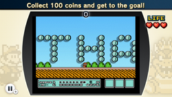 Screenshot of the "thank you" message in stage Bonus 21 of NES Remix 2