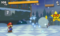 The snowball rolling over the Scaredy Rats in Paper Mario: Sticker Star
