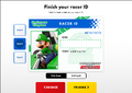 "Finish your racer ID" screen (front side) with Style 2 selected