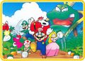 Artwork of the main cast from an iQue brochure