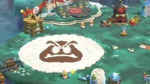 The decorations for Camp Central after using a Goomba amiibo in Super Mario Bros. Wonder – Nintendo Switch 2 Edition + Meetup in Bellabel Park