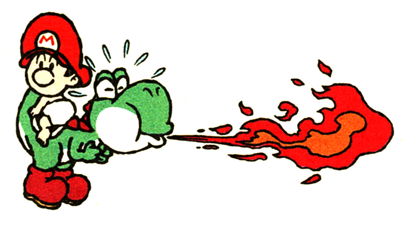 File:SMW2-GreenYoshiSpittingFire.png