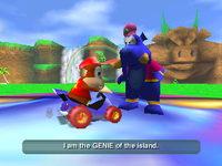 Diddy Kong meets Taj on Timber's Island in Diddy Kong Racing.