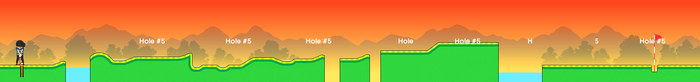 Hole 5 in Micro Golf Open in WarioWare Gold whose layout is consistent in each session.