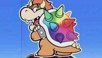 Bowser in Paper Mario: Color Splash, ready to paint his shell.