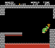 The glitch in Super Mario Bros. where Mario and Bowser are both defeated at the same time.
