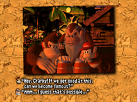 Donkey Kong recognizes the potential to become famous by publicly performing on the Bongos. Opening sequence of Donkey Konga