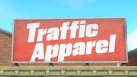 Traffic Apparel advert in Mario Kart World
