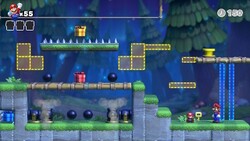Screenshot of Mystic Forest Plus level 7-6+ from the Nintendo Switch version of Mario vs. Donkey Kong