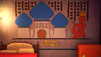 A mural depicting Chapter 3 of the Shroom City Chronicle in Paper Mario: The Origami King.