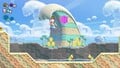 Toadette riding Blue Yoshi in a beach level with Koopa Troopas