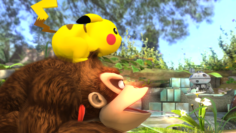 File:SSB4 Wii U - DK Pikachu Gaping Screenshot.png