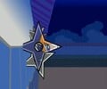 One stuck shuriken's reflection showing Ana