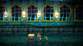 Fourth treasure chest in the Creepy Steeple in the remake of Paper Mario: The Thousand-Year Door for the Nintendo Switch.