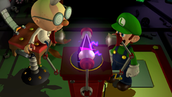 The first Dark Moon piece on the scrubbing device in Luigi's Mansion 2 HD.