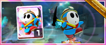Light-blue Shy Guy (Explorer) from the Spotlight Shop in the 2023 Exploration Tour in Mario Kart Tour