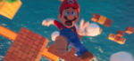 Mario falling down into the water
