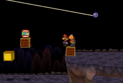 Mario finding POW Block in Mt. Lavalava of Paper Mario.