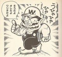 Wario, as he appears in the first volume of the Super Mario Land 2: 6 Golden Coins Kodansha manga.