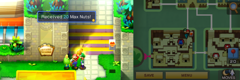 Mario getting 20 Max Nuts from a young beanish dude found between Starbeans Cafe and stairs in the town part of Beanbean Castle of Mario & Luigi: Superstar Saga + Bowser's Minions.
