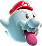 Artwork of Boo Mario from Super Mario Galaxy (Reused in Super Mario Galaxy 2 and Super Mario Galaxy + Super Mario Galaxy 2)