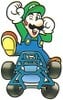 Artwork of Luigi winking for Super Mario Kart