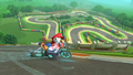 Yoshi, Toad and Baby Luigi racing on the anti-gravity section of the track's appearance in Mario Kart 8.