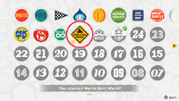 The stickers menu in Mario Kart World