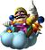 Mario Party 6 promotional artwork: Wario riding on a cloud, that can bolt down thunderbolts. Inspired from the minigame Conveyor Bolt, version 1