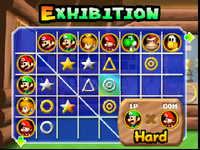 Exhibition records show multiple shapes with different colors in the game Mario Tennis for the Nintendo 64.