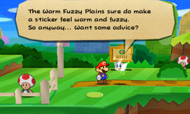 Kersti offering the player advice in Paper Mario: Sticker Star