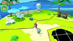 Mario on Club Island in Paper Mario: The Origami King
