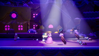 Princess Peach witnessing Sour Bunch aviaries stealing sweets in Welcome to the Festival of Sweets in Princess Peach: Showtime!