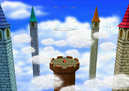 Screenshot of the Tower of the Wing Cap from Super Mario 64.