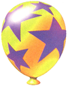 Artwork of a yellow Weapon Balloon from Diddy Kong Racing