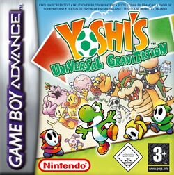 European box art for Yoshi Topsy-Turvy, known as Yoshi's Universal Gravitation