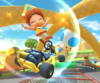 The icon of the Baby Daisy Cup challenge from the Tokyo Tour, the Mario Cup challenge from the 2020 Trick Tour, and the Larry Cup challenge from the 2021 Los Angeles Tour in Mario Kart Tour.