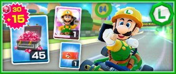 The Builder Luigi Pack from the 2022 Mario vs. Luigi Tour in Mario Kart Tour