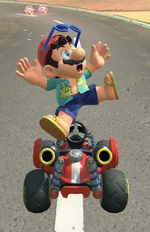 Mario (Sightseeing) performing a trick.