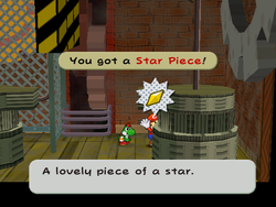 Mario getting the Star Piece in the gear/rear room of Riverside Station in Paper Mario: The Thousand-Year Door.