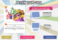 "Review your card" screen from the Super Mario Party Card Creator