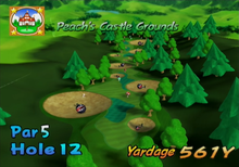 Hole 12 of Peach's Castle Grounds from Mario Golf: Toadstool Tour