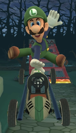Luigi (Classic) performing a trick.