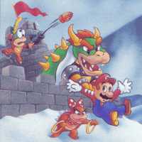 Mario being kidnapped by Bowser, Wendy, and Lemmy in Mario is Missing!